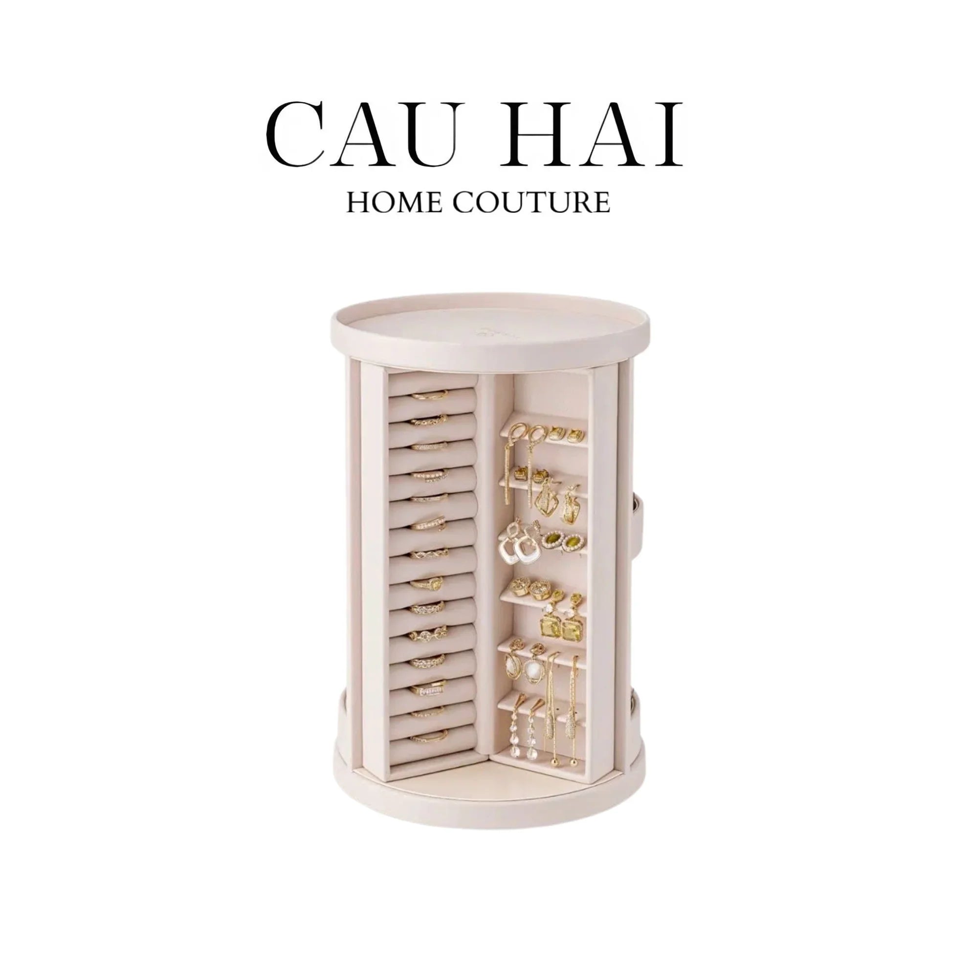 HAUTE FOLIE - KỆ TRANG SỨC DA XOAY 360 - JEWELRY CLOSET-CẬU HAI HOME DECOR
