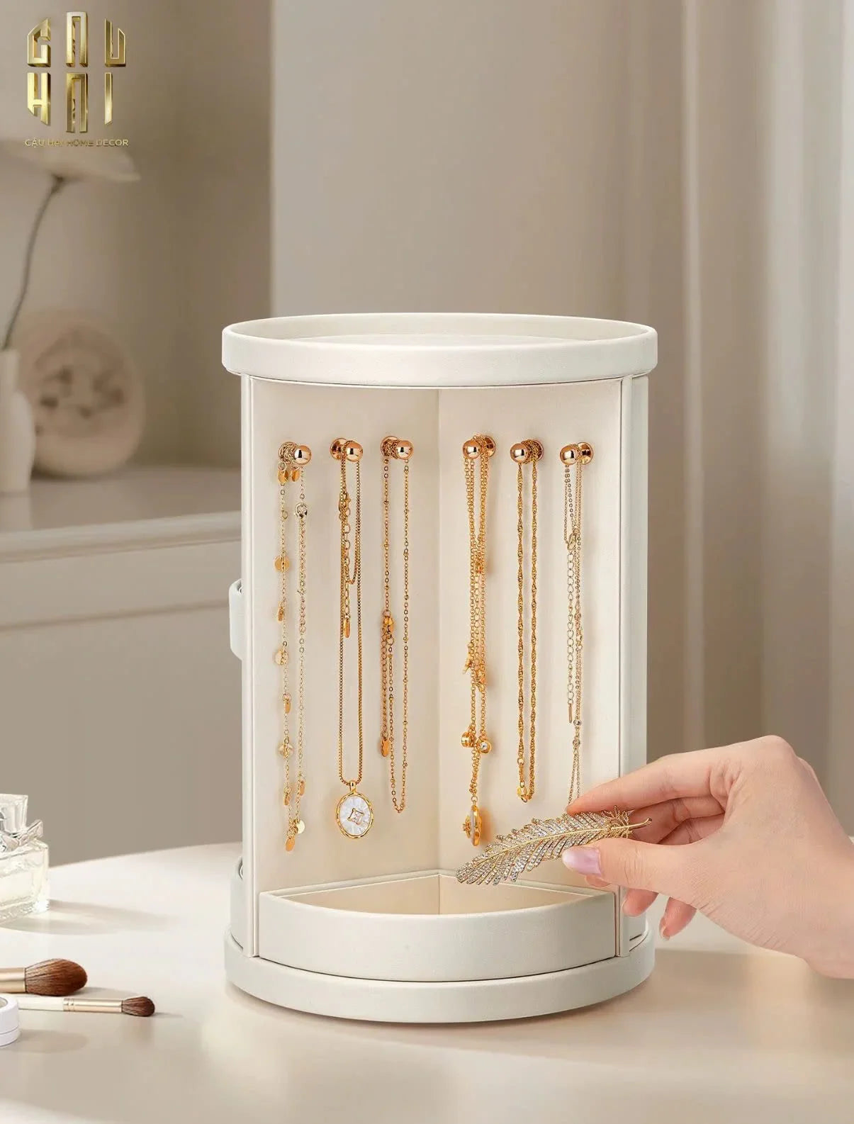 HAUTE FOLIE - KỆ TRANG SỨC DA XOAY 360 - JEWELRY CLOSET-CẬU HAI HOME DECOR