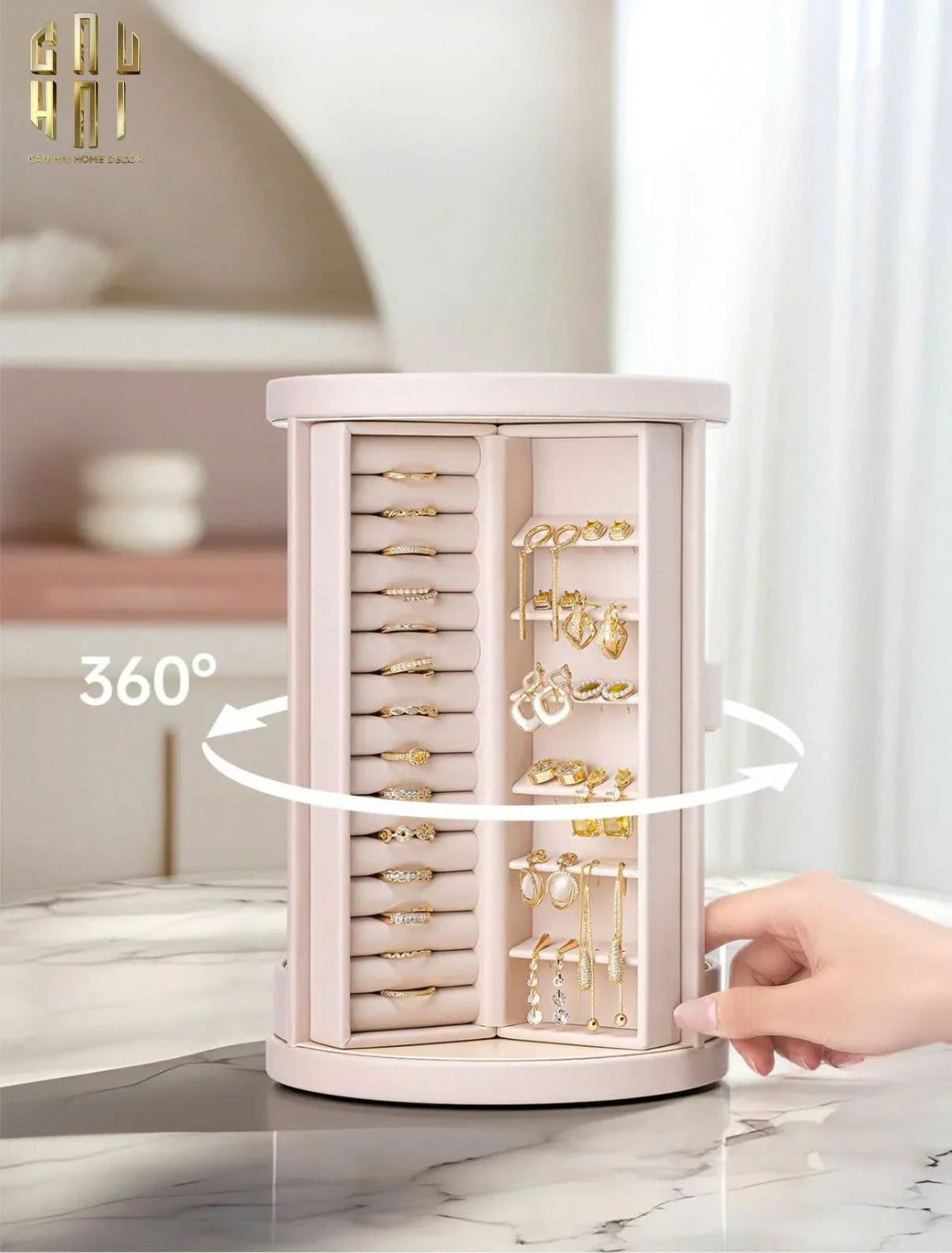 HAUTE FOLIE - KỆ TRANG SỨC DA XOAY 360 - JEWELRY CLOSET-CẬU HAI HOME DECOR