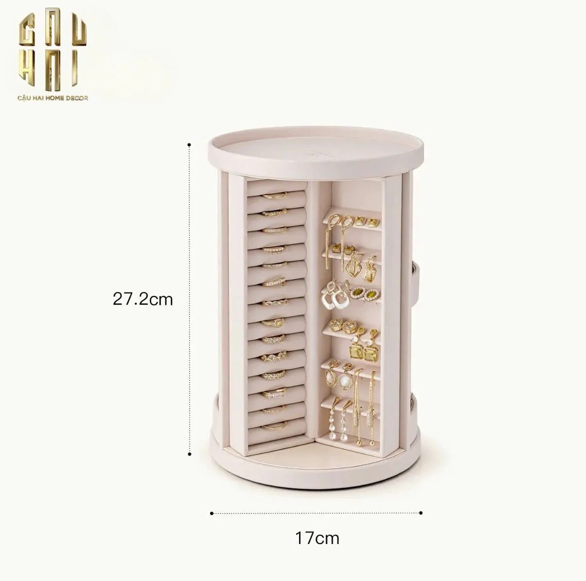 HAUTE FOLIE - KỆ TRANG SỨC DA XOAY 360 - JEWELRY CLOSET-CẬU HAI HOME DECOR