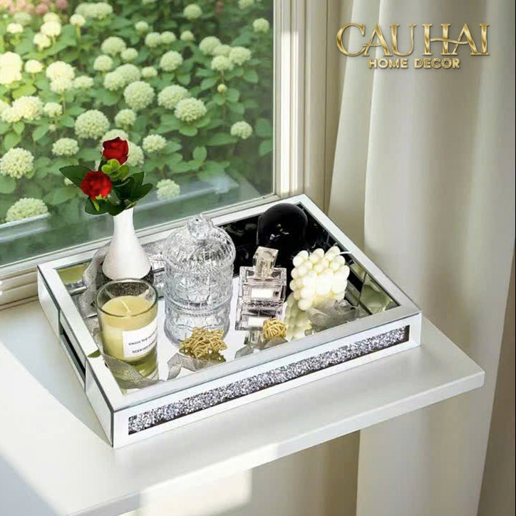 Haute Folie - Khay Gương Chữ Nhật Starlight Mirrored Tray 38x28x5-KHAY TRANG TRÍ-CẬU HAI HOME DECOR-CẬU HAI HOME DECOR