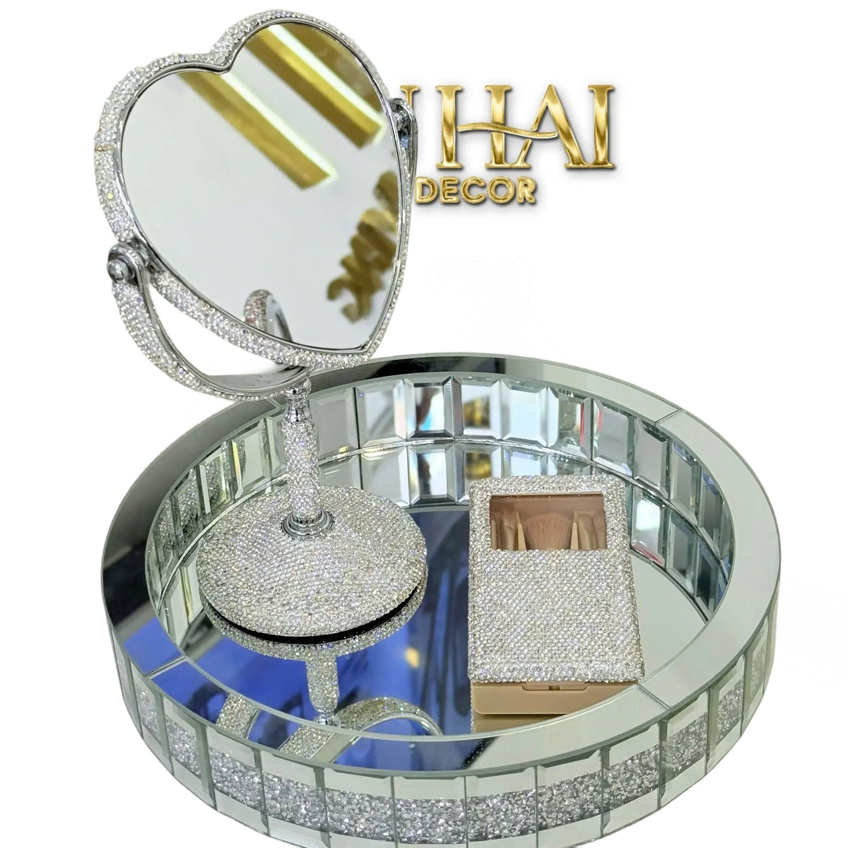 Haute Folie - Khay Gương Tròn Đế Xoay Starlight Mirrored Argenté D30-KHAY TRANG TRÍ-Đối tác tại Trung Quốc theo từng đơn đặt hàng-CẬU HAI HOME DECOR