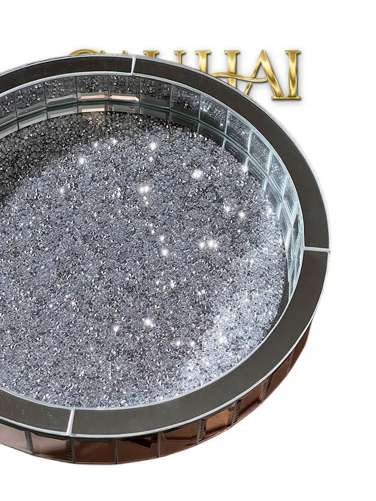 Haute Folie - Khay Gương Tròn Đế Xoay Starlight Mirrored Argenté D30-KHAY TRANG TRÍ-Đối tác tại Trung Quốc theo từng đơn đặt hàng-CẬU HAI HOME DECOR