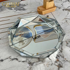 Haute Folie - Khay Gương Tròn Diamond Facetté Platinum Éclat Decoratives Trays D34-CẬU HAI HOME DECOR