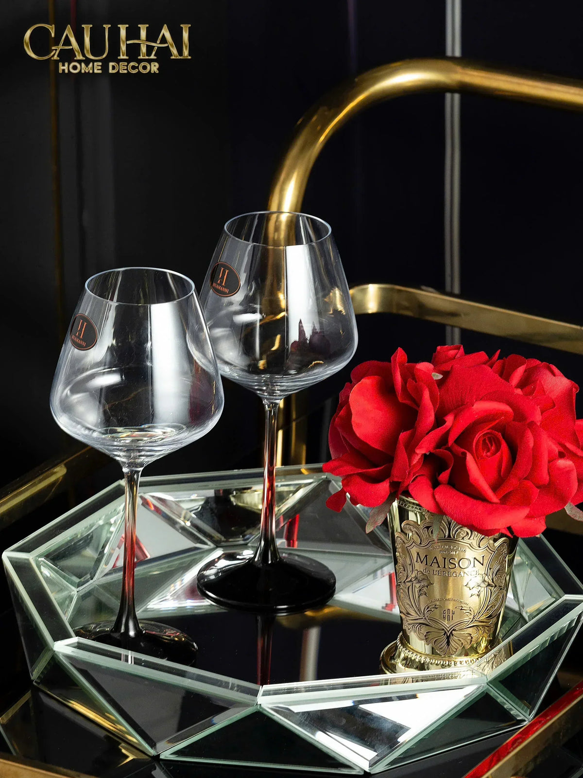 Haute Folie - Khay Gương Tròn Diamond Facetté Platinum Éclat Decoratives Trays D34-KHAY TRANG TRÍ-Đối tác tại Trung Quốc theo từng đơn đặt hàng-CẬU HAI HOME DECOR