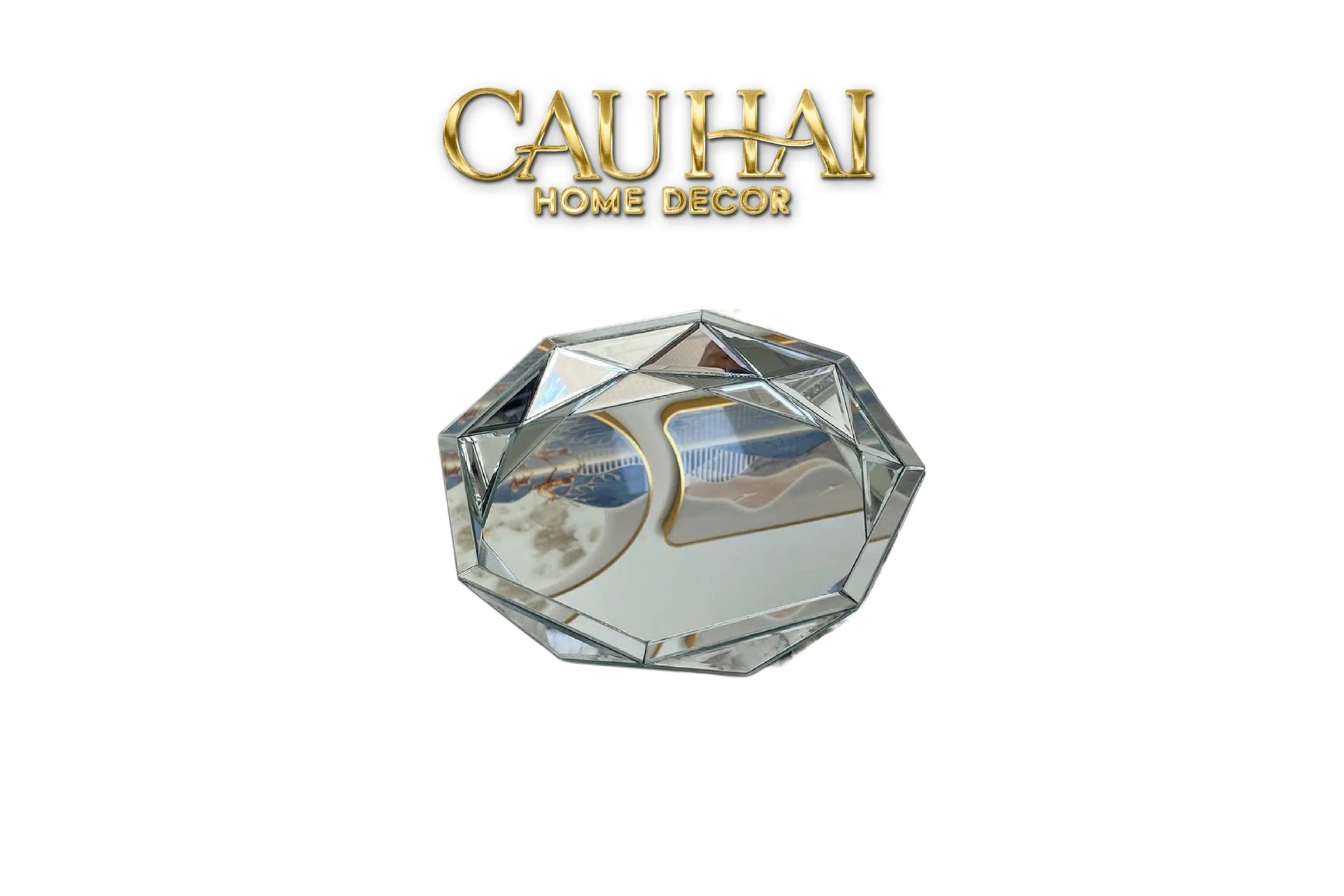 Haute Folie - Khay Gương Tròn Diamond Facetté Platinum Éclat Decoratives Trays D34-CẬU HAI HOME DECOR