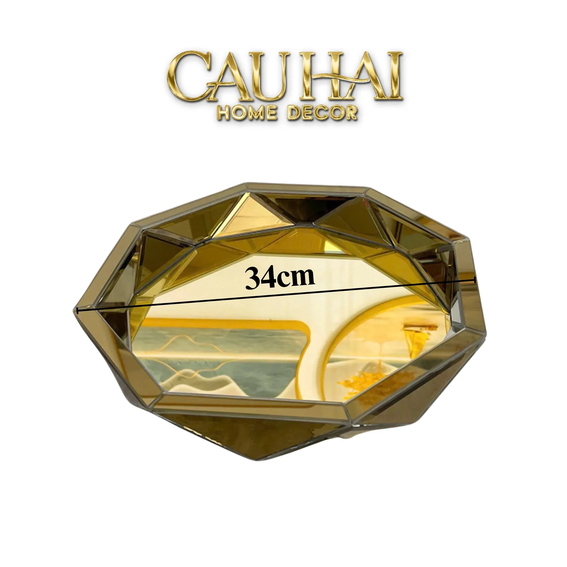 Haute Folie - Khay Gương Tròn Diamond Facetté Soleil Éclat Decoratives Trays D34-CẬU HAI HOME DECOR