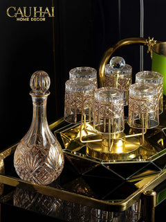 Haute Folie - Khay Gương Tròn Diamond Facetté Soleil Éclat Decoratives Trays D34-CẬU HAI HOME DECOR