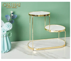 Haute Folie - Khay Kệ Đá Marble Trắng Tròn 2 Tầng Bàn Trang Điểm - New Orion Urban Marble Trays-CẬU HAI HOME DECOR