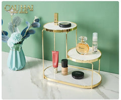 Haute Folie - Khay Kệ Đá Marble Trắng Tròn 2 Tầng Bàn Trang Điểm - New Orion Urban Marble Trays-CẬU HAI HOME DECOR
