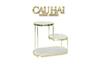 Haute Folie - Khay Kệ Đá Marble Trắng Tròn 2 Tầng Bàn Trang Điểm - New Orion Urban Marble Trays-CẬU HAI HOME DECOR
