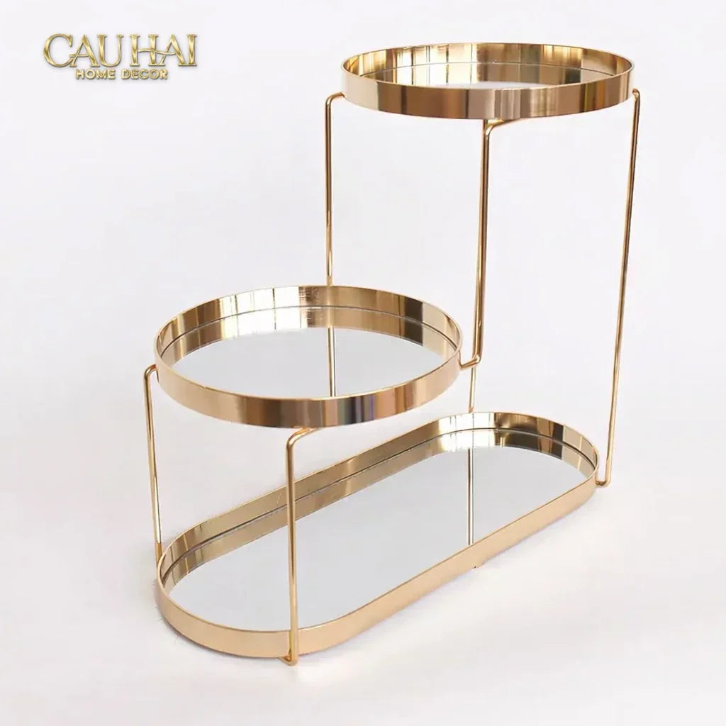 Haute Folie - Khay Kệ Gương Tròn 2 Tầng Bàn Trang Điểm - New Oracle Beauty Mirror Trays-CẬU HAI HOME DECOR
