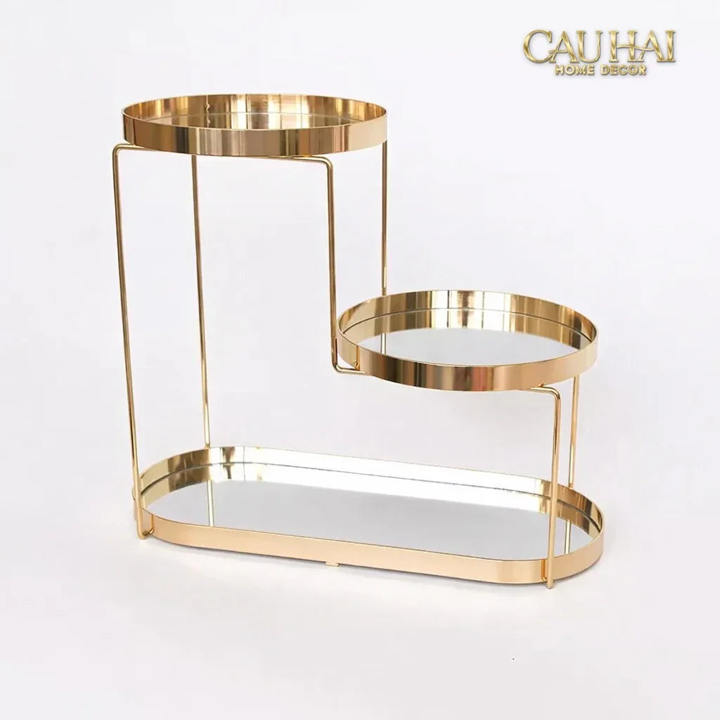 Haute Folie - Khay Kệ Gương Tròn 2 Tầng Bàn Trang Điểm - New Oracle Beauty Mirror Trays-KHAY TRANG TRÍ-CẬU HAI HOME DECOR