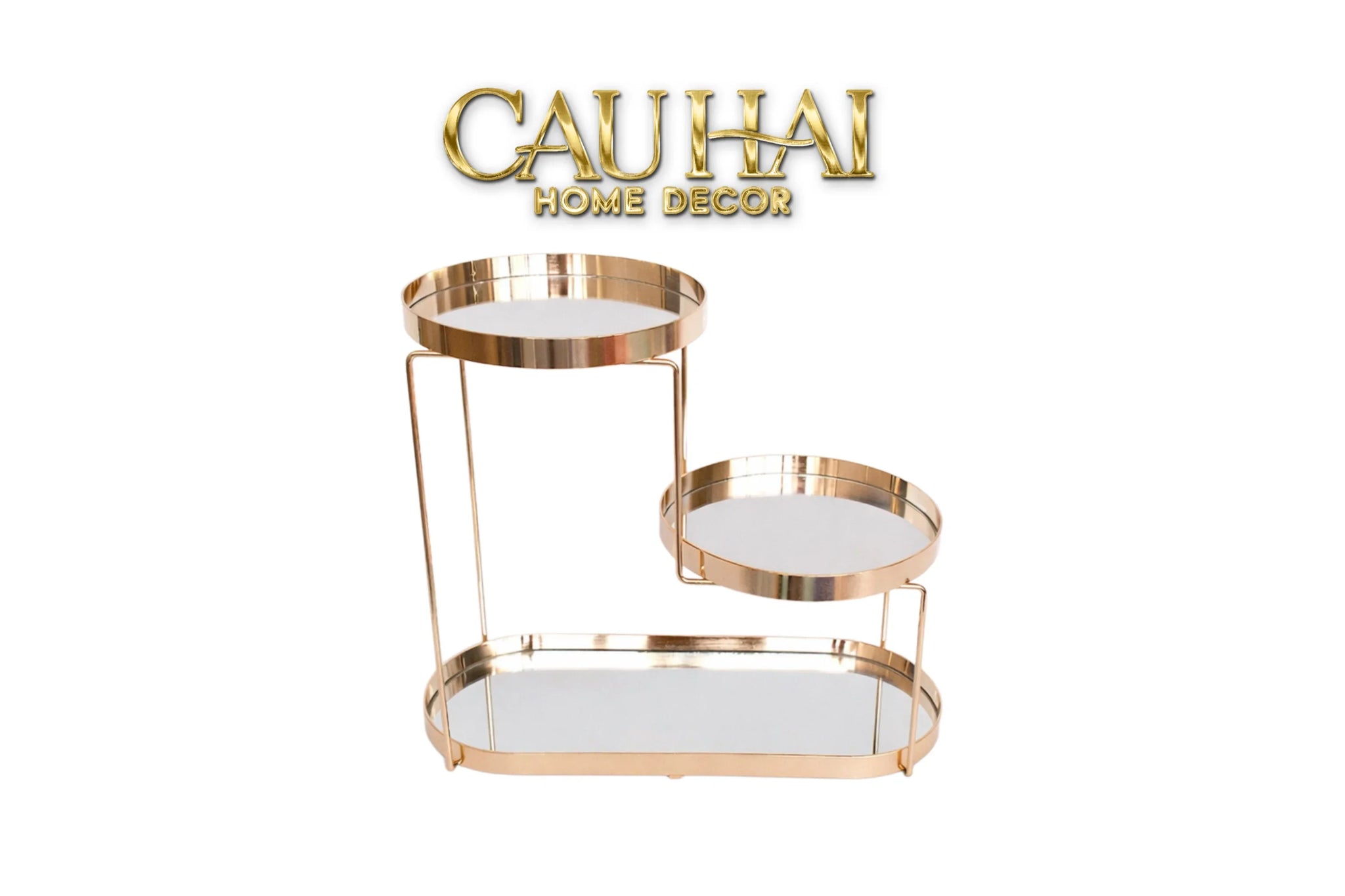 Haute Folie - Khay Kệ Gương Tròn 2 Tầng Bàn Trang Điểm - New Oracle Beauty Mirror Trays-CẬU HAI HOME DECOR