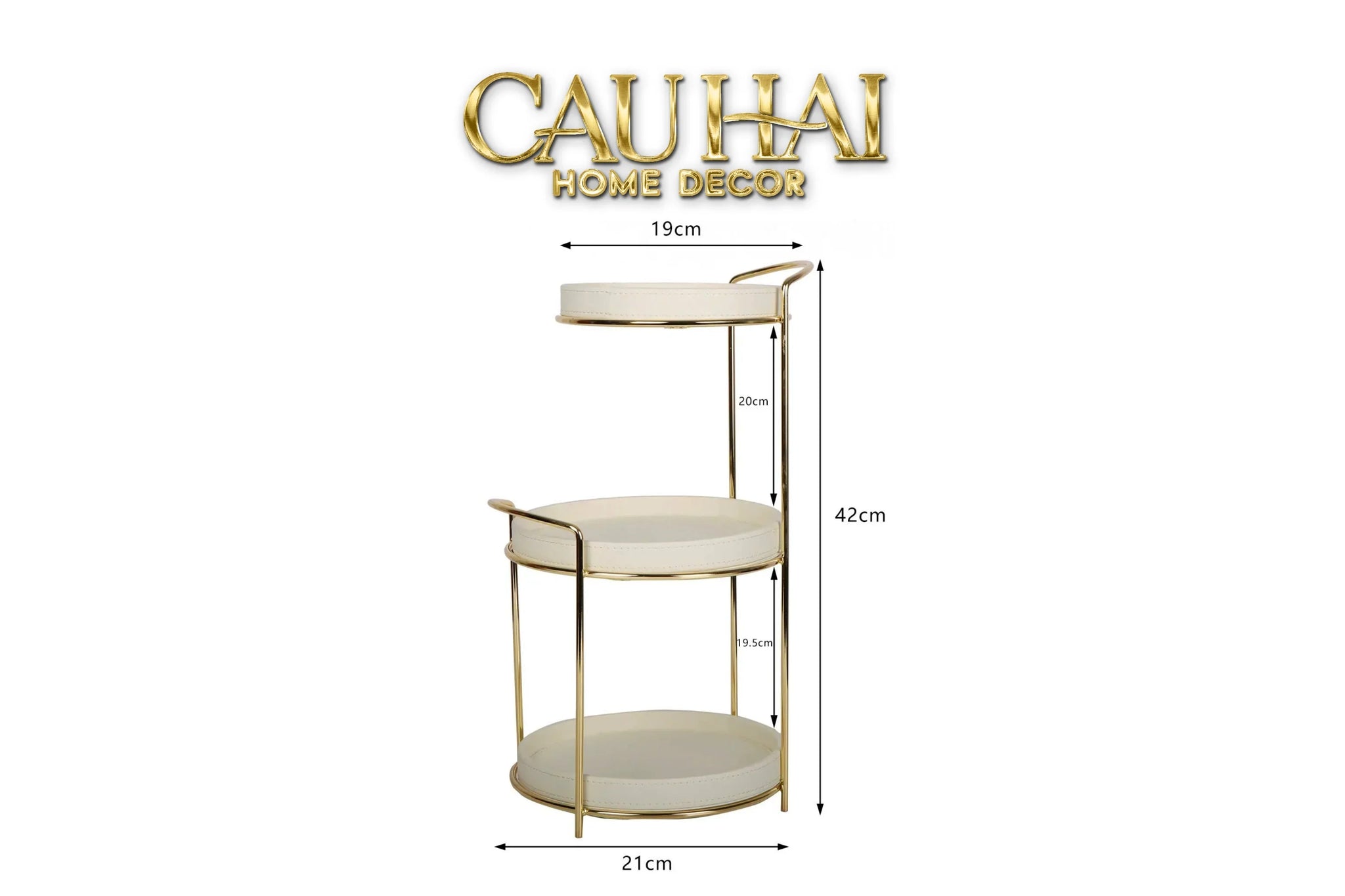 Haute Folie - Khay Kệ Mỹ Phẩm Da 3 Tầng Lux Leather Ivoire Beauty Vanity 21x42-CẬU HAI HOME DECOR