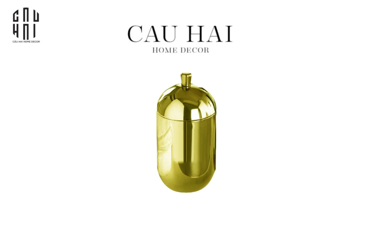 Haute Folie - Lọ Bông Tẩy Trang Flawless Gold-HŨ TRANG TRÍ-Đối tác tại Trung Quốc theo từng đơn đặt hàng-CẬU HAI HOME DECOR