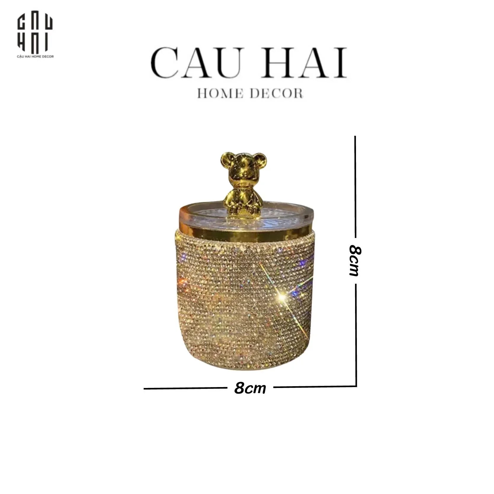 Haute Folie - Lọ Tăm Bông Bear Diamond Bling Bling - CẬU HAI HOME DECOR