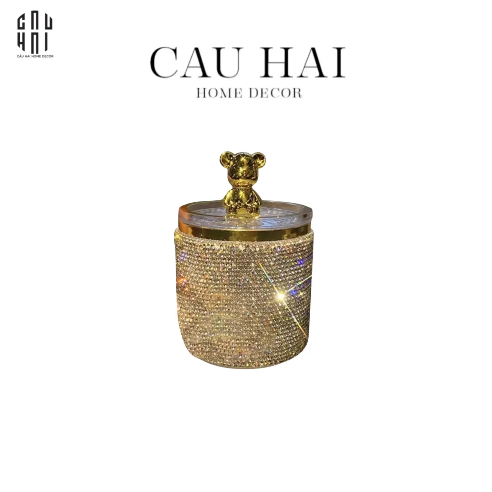 Haute Folie - Lọ Tăm Bông Bear Diamond Bling Bling - CẬU HAI HOME DECOR
