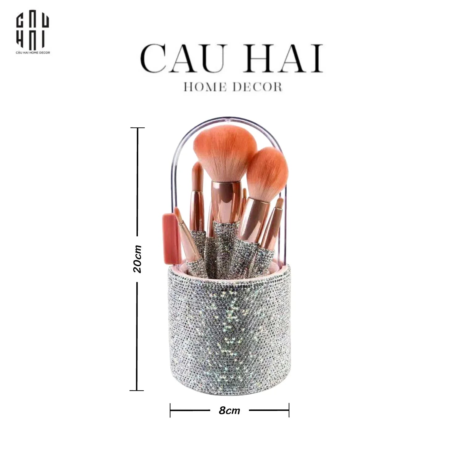 Haute Folie - Set 8 Cọ Makeup & Beauty Box Diamond Bling Bling 8x20-CẬU HAI HOME DECOR