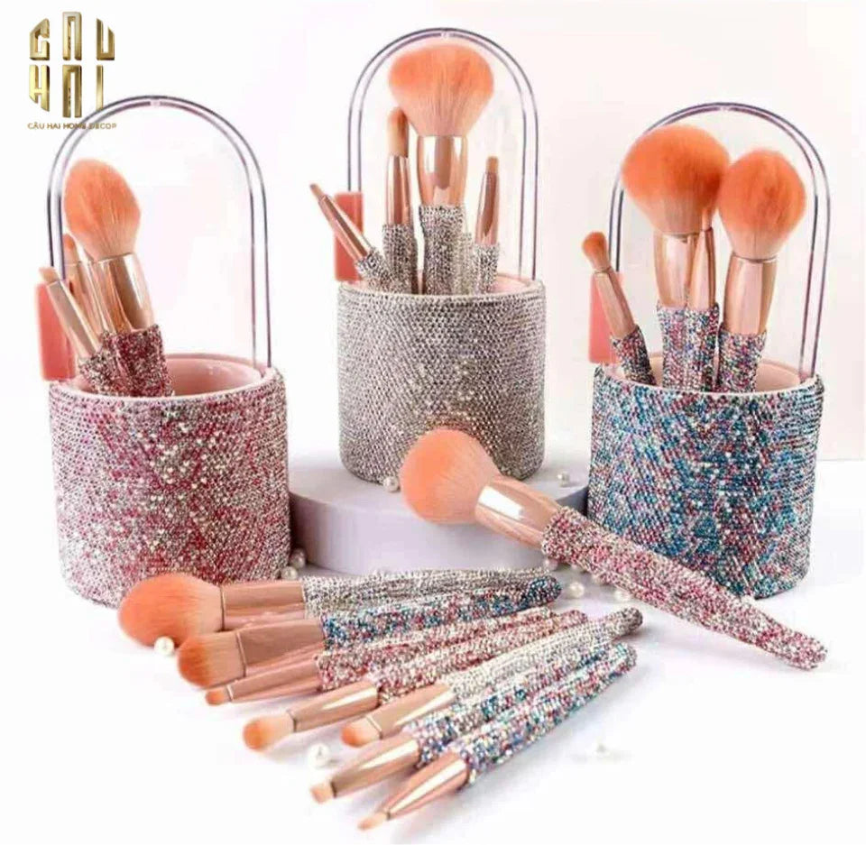 Haute Folie - Set 8 Cọ Makeup & Beauty Box Diamond Bling Bling 8x20-CẬU HAI HOME DECOR