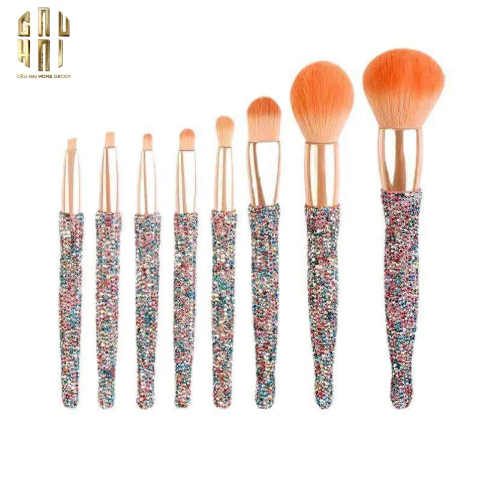 Haute Folie - Set 8 Cọ Makeup & Beauty Box Diamond Bling Bling 8x20-CẬU HAI HOME DECOR