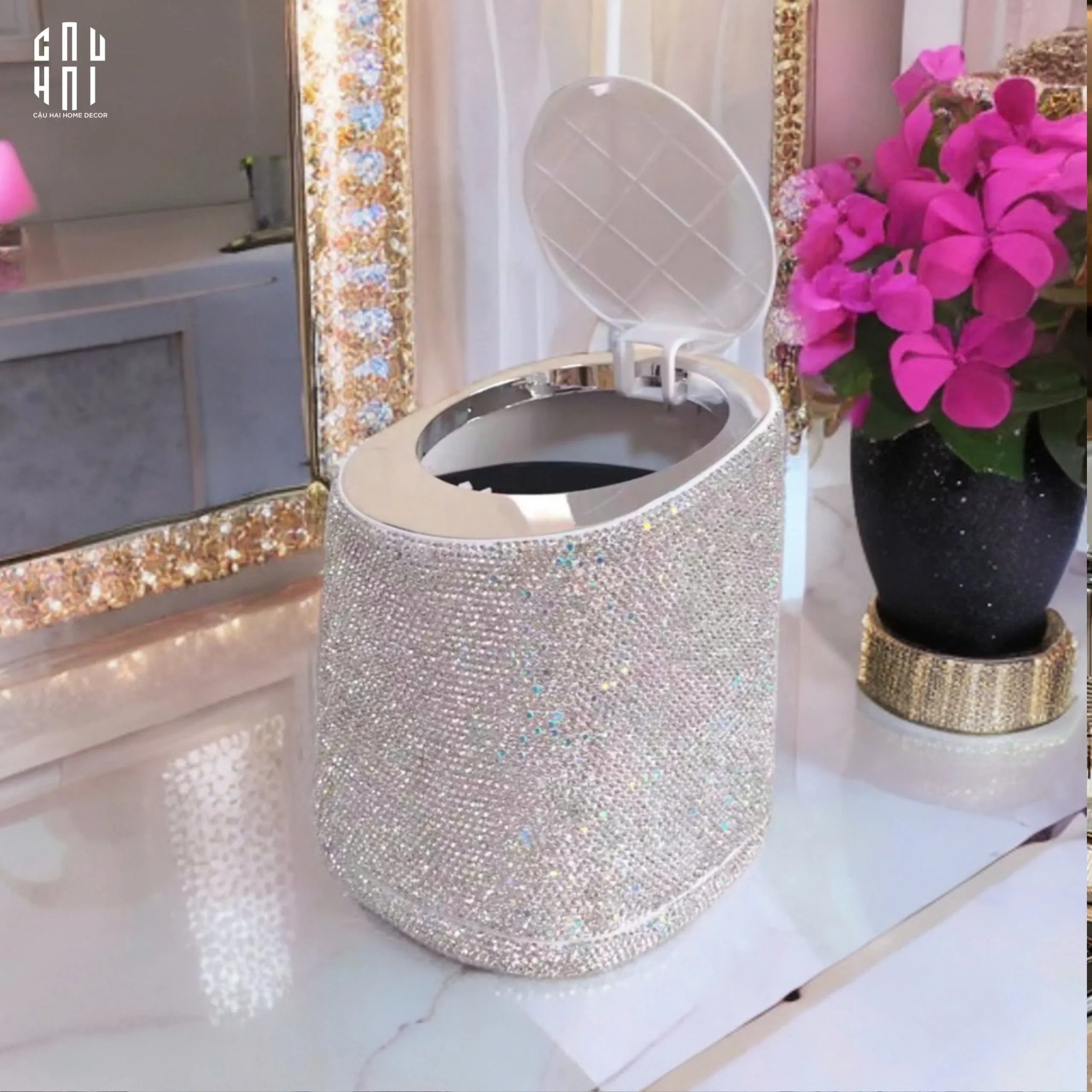HAUTE FOLIE - THÙNG RÁC MINI DIAMOND FANTASY BLING BLING-CẬU HAI HOME DECOR