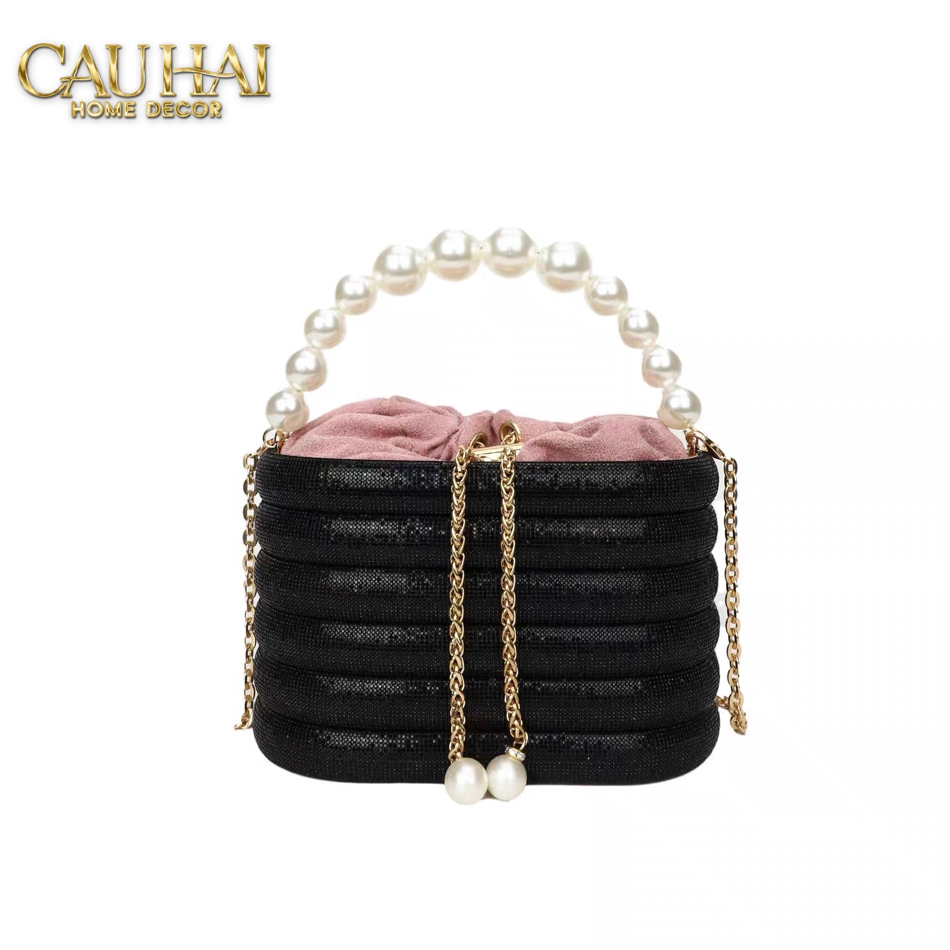 Haute Folie - Túi Handbag Full Kim Cương Đen- Perle Savoir Aterlier Diamond Pavé Haute Décor Object - CẬU HAI HOME DECOR