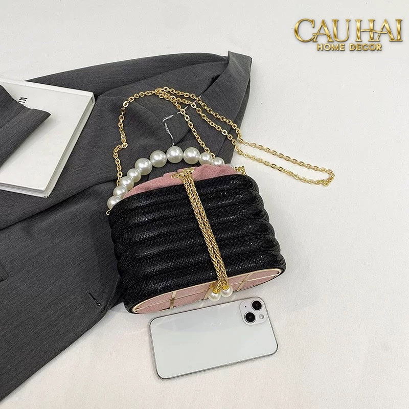 Haute Folie - Túi Handbag Full Kim Cương Đen- Perle Savoir Aterlier Diamond Pavé Haute Décor Object - CẬU HAI HOME DECOR