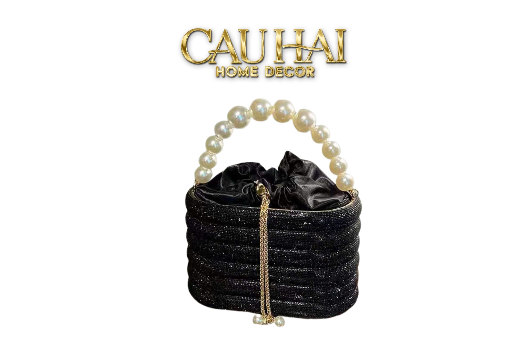 Haute Folie - Túi Handbag Full Kim Cương Đen- Perle Savoir Aterlier Diamond Pavé Haute Décor Object - CẬU HAI HOME DECOR