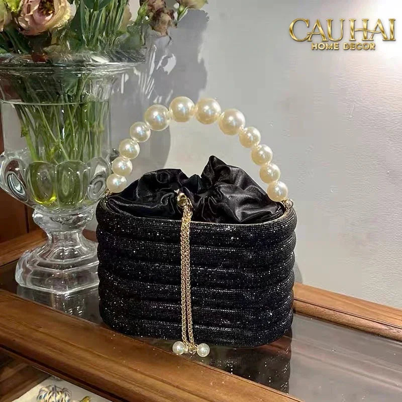 Haute Folie - Túi Handbag Full Kim Cương Đen- Perle Savoir Aterlier Diamond Pavé Haute Décor Object-CẬU HAI HOME DECOR