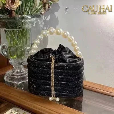 Haute Folie - Túi Handbag Full Kim Cương Đen- Perle Savoir Aterlier Diamond Pavé Haute Décor Object-CẬU HAI HOME DECOR