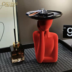 Haute Folie - Tượng Cô Gái Nhung Đỏ Muse de Velours Rouge Coupelle 22x15-CẬU HAI HOME DECOR