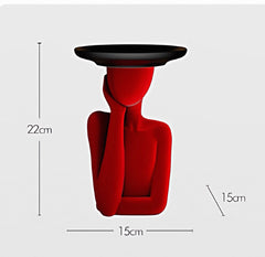 Haute Folie - Tượng Cô Gái Nhung Đỏ Muse de Velours Rouge Coupelle 22x15-CẬU HAI HOME DECOR