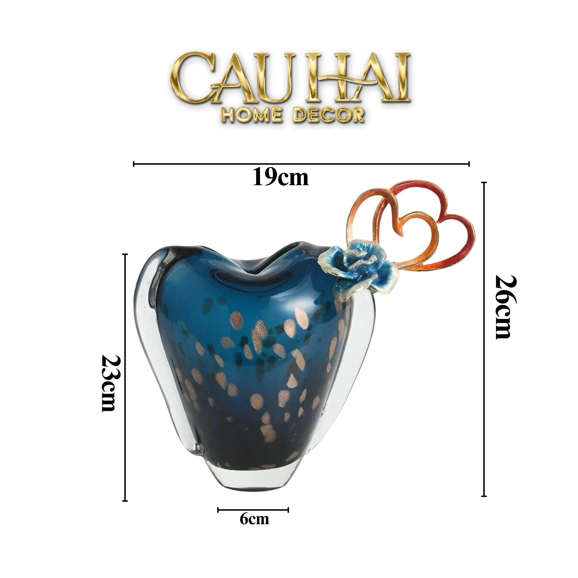 Home Couture - Bình Hoa Aqua Crystal D’Amour H23 - CẬU HAI HOME DECOR
