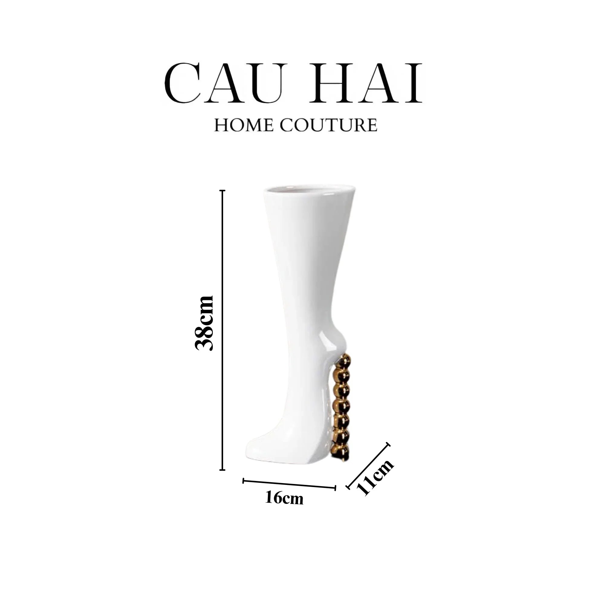 HOME COUTURE - BÌNH HOA CATWALK HIGH HEEL PEARL WHITE VASE H38-CẬU HAI HOME DECOR