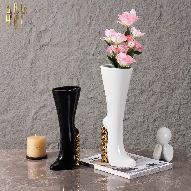 HOME COUTURE - BÌNH HOA CATWALK HIGH HEEL PEARL WHITE VASE H38-CẬU HAI HOME DECOR