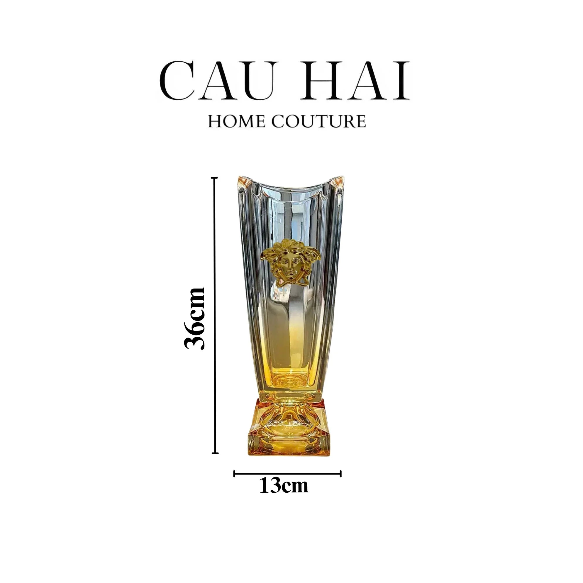 HOME COUTURE - BÌNH HOA CRYSTAL CHAMPAGE MEDUSA H36-CẬU HAI HOME DECOR