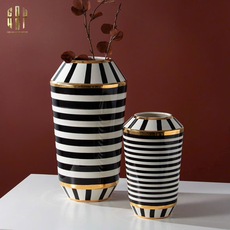 Home Couture - Bình Hoa Elite Metropolis Soho Stripe Art H26/H40 - CẬU HAI HOME DECOR