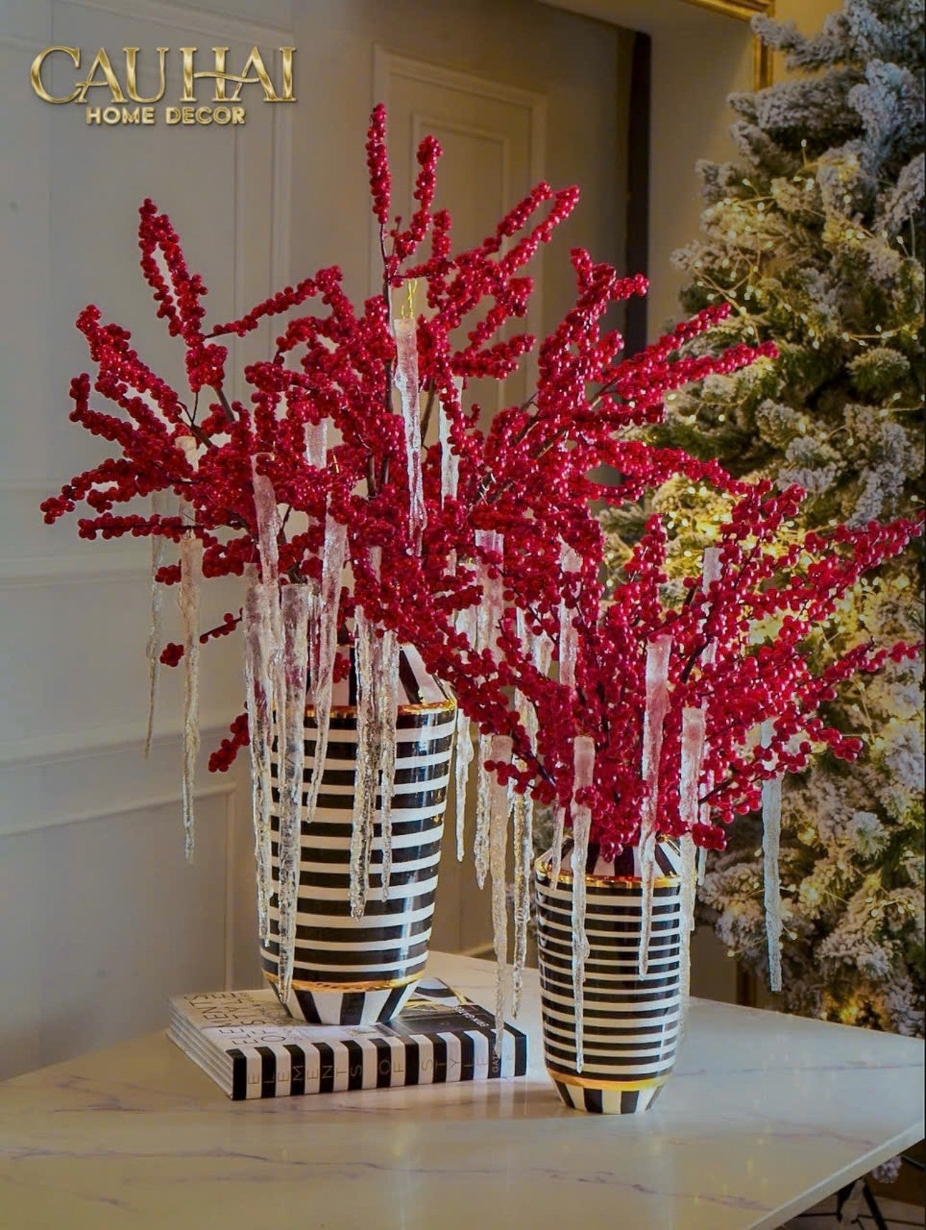 Home Couture - Bình Hoa Elite Metropolis Soho Stripe Art H26/H40 - CẬU HAI HOME DECOR