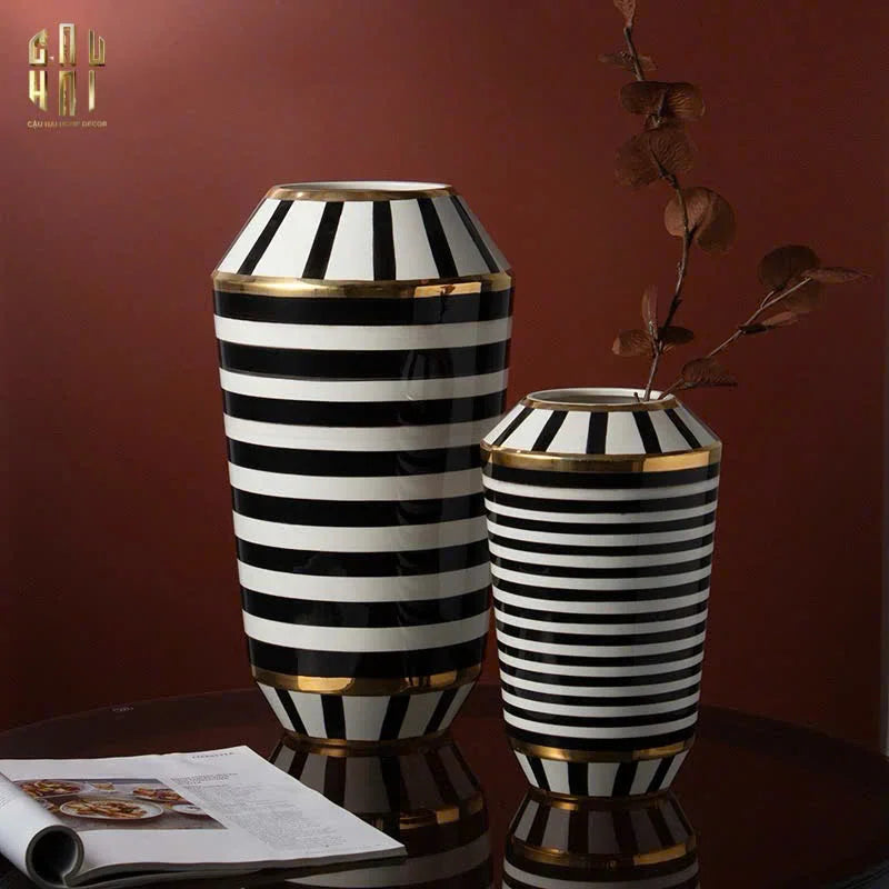 Home Couture - Bình Hoa Elite Metropolis Soho Stripe Art H26/H40 - CẬU HAI HOME DECOR