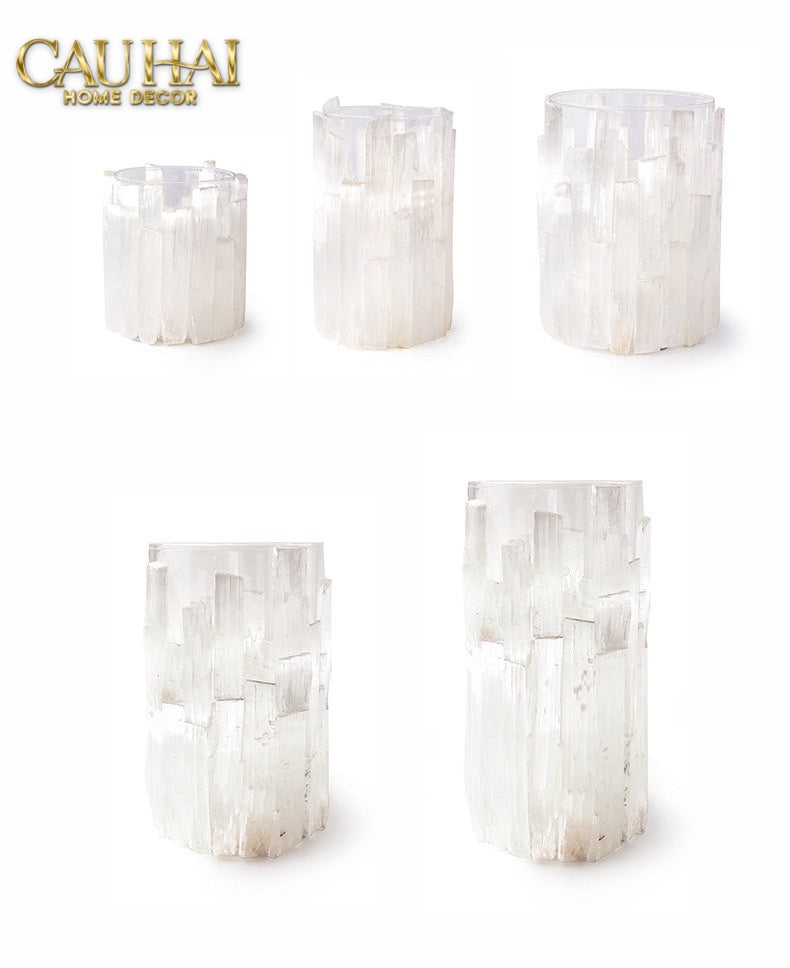 Home Couture - Bình Hoa Thạch Anh Trắng Elite Quartz Allure Gemstone Vases H30 - CẬU HAI HOME DECOR