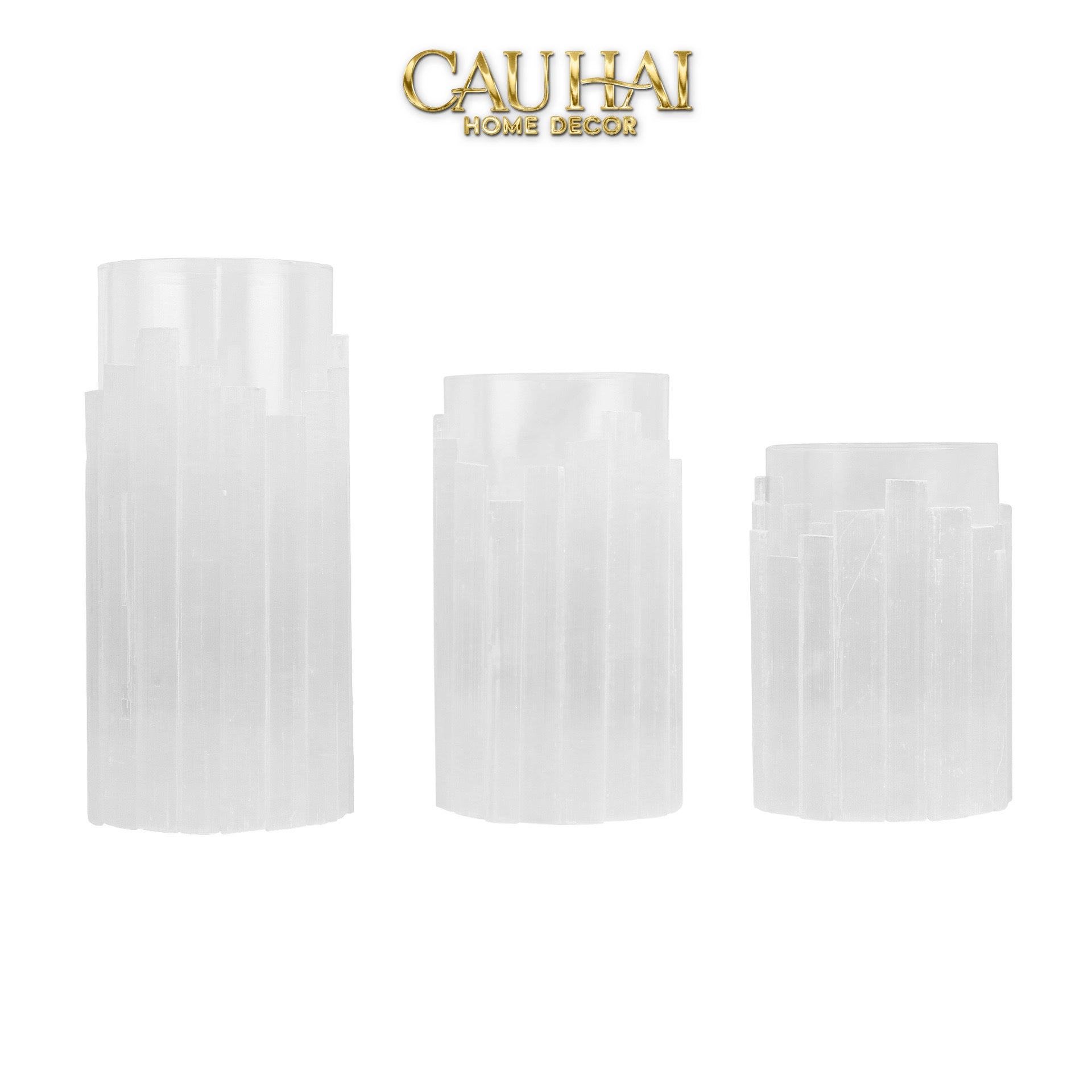 Home Couture - Bình Hoa Thạch Anh Trắng Elite Quartz Allure Gemstone Vases H30 - CẬU HAI HOME DECOR