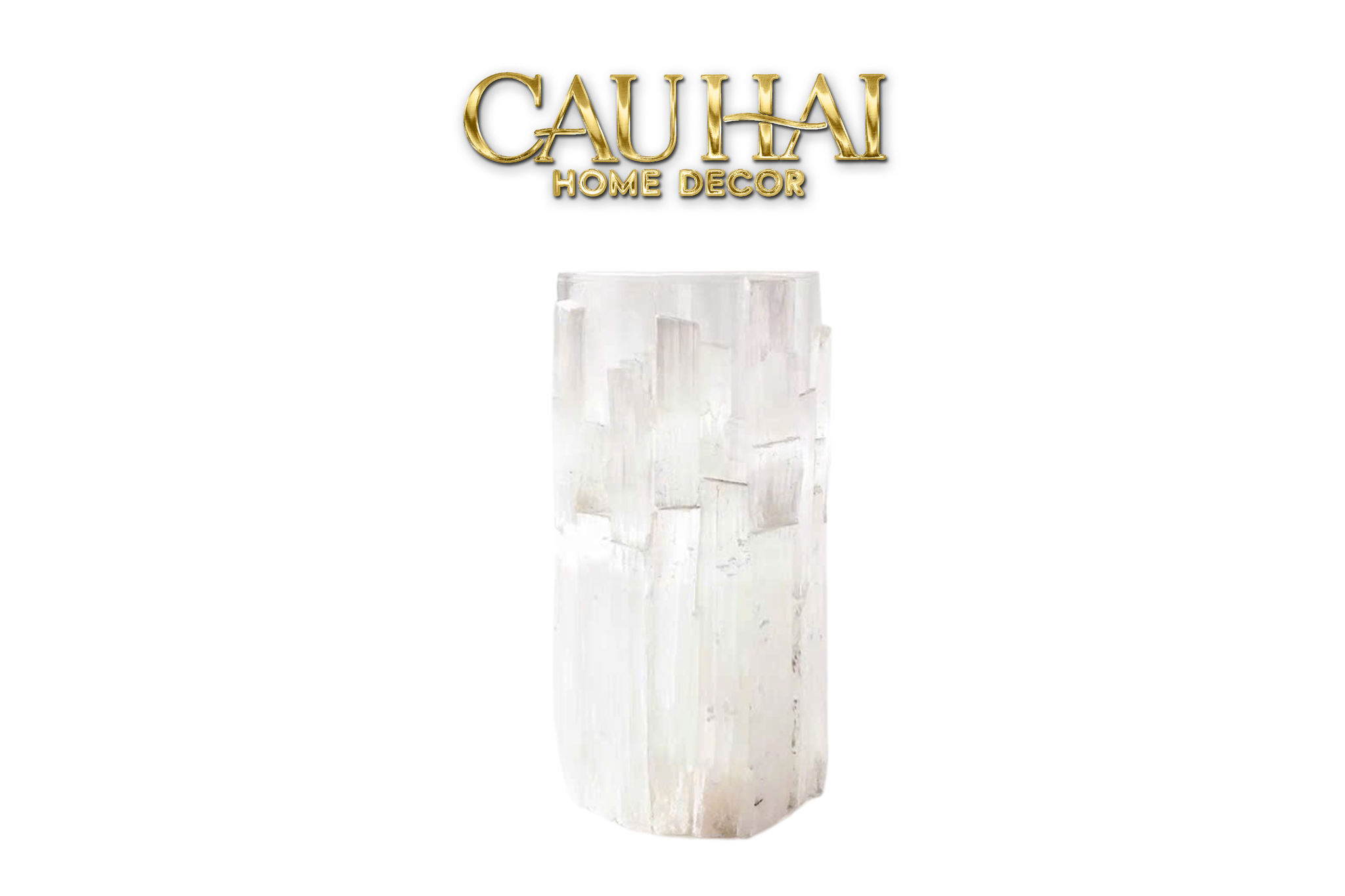 Home Couture - Bình Hoa Thạch Anh Trắng Elite Quartz Allure Gemstone Vases H30 - CẬU HAI HOME DECOR