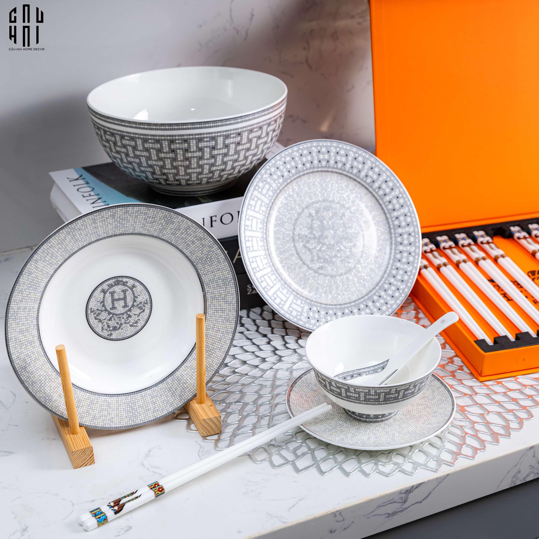 HOME COUTURE - BỘ CHÉN DĨA CAO CẤP LE GRIS D'HÉRITAGE 6PCS -SS25-CẬU HAI HOME DECOR