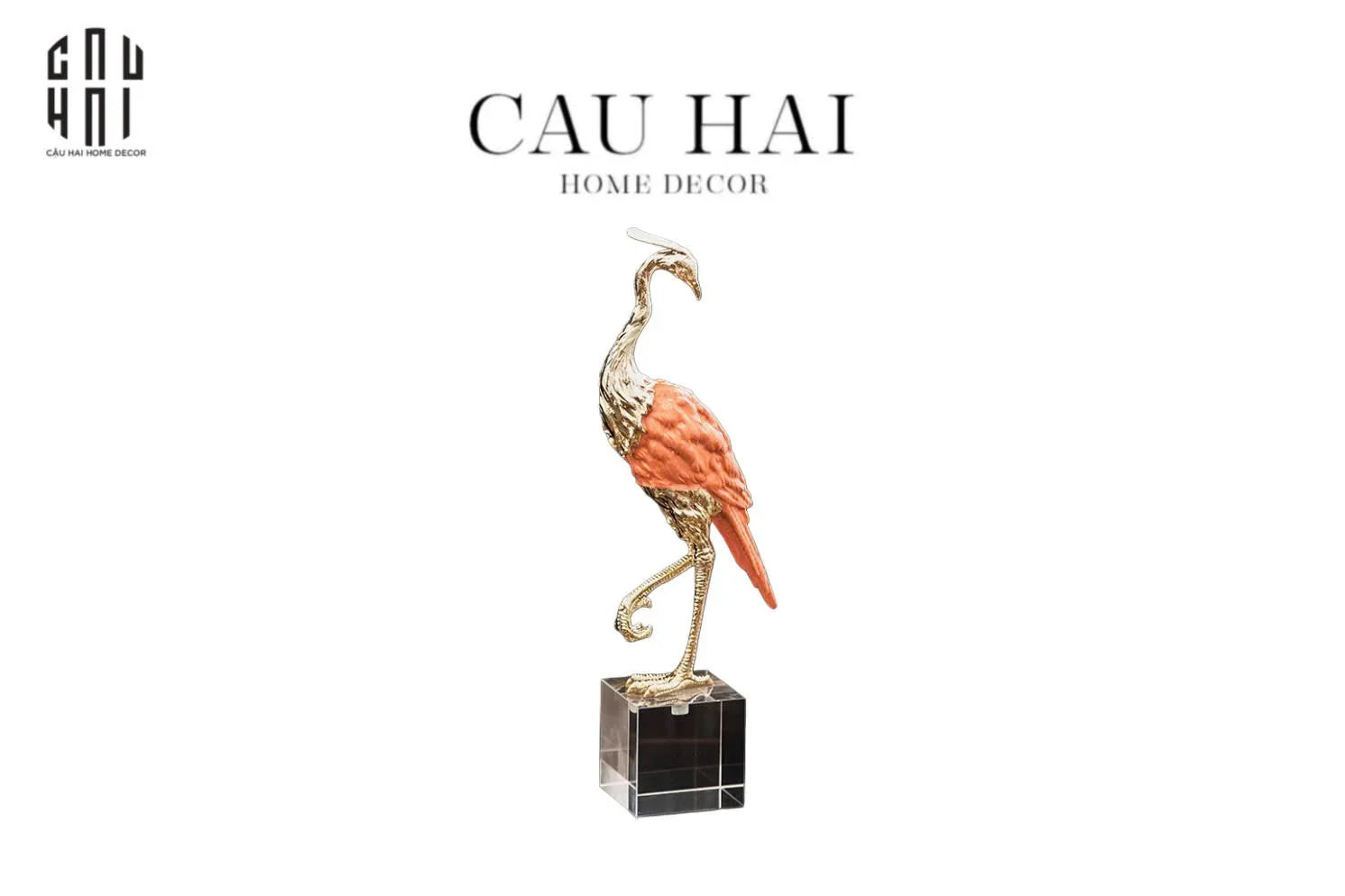 HOME COUTURE - TƯỢNG HẠC ĐỒNG CRYSTAL CRANE H41-CẬU HAI HOME DECOR