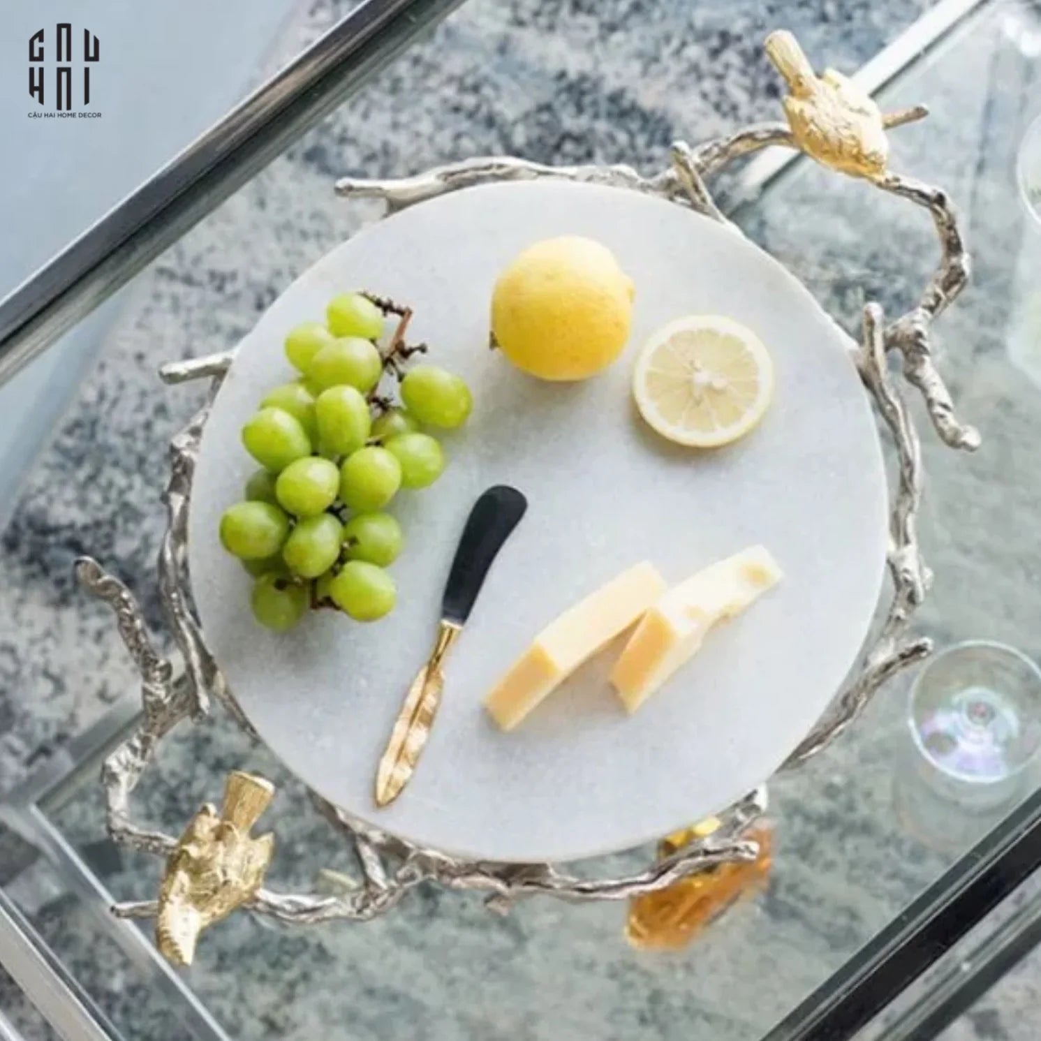 HOME COUTURE - IMPERIAL MARBLE ROMAN TRAY SS25-CẬU HAI HOME DECOR
