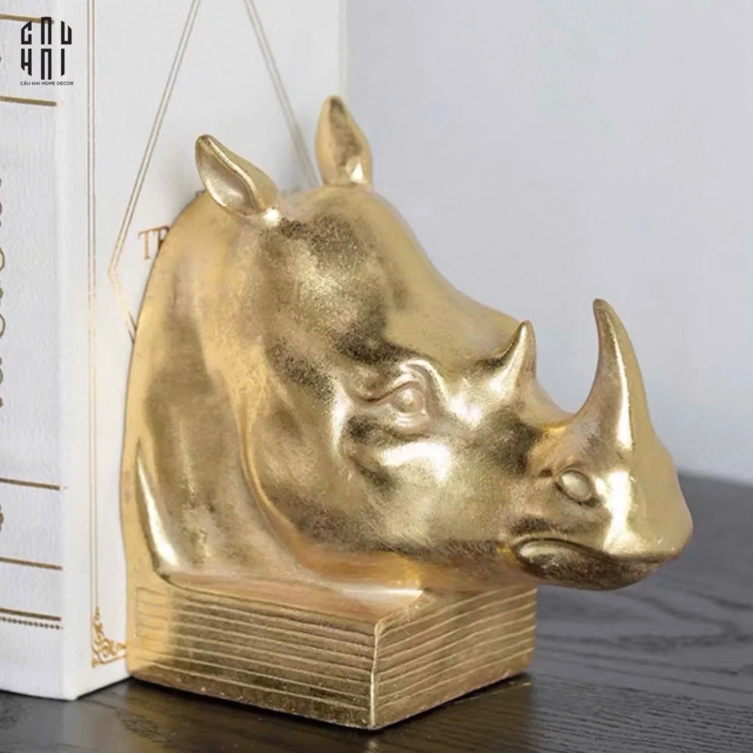 HOME COUTURE - CHẶN SÁCH RHINO BRONZE-CẬU HAI HOME DECOR