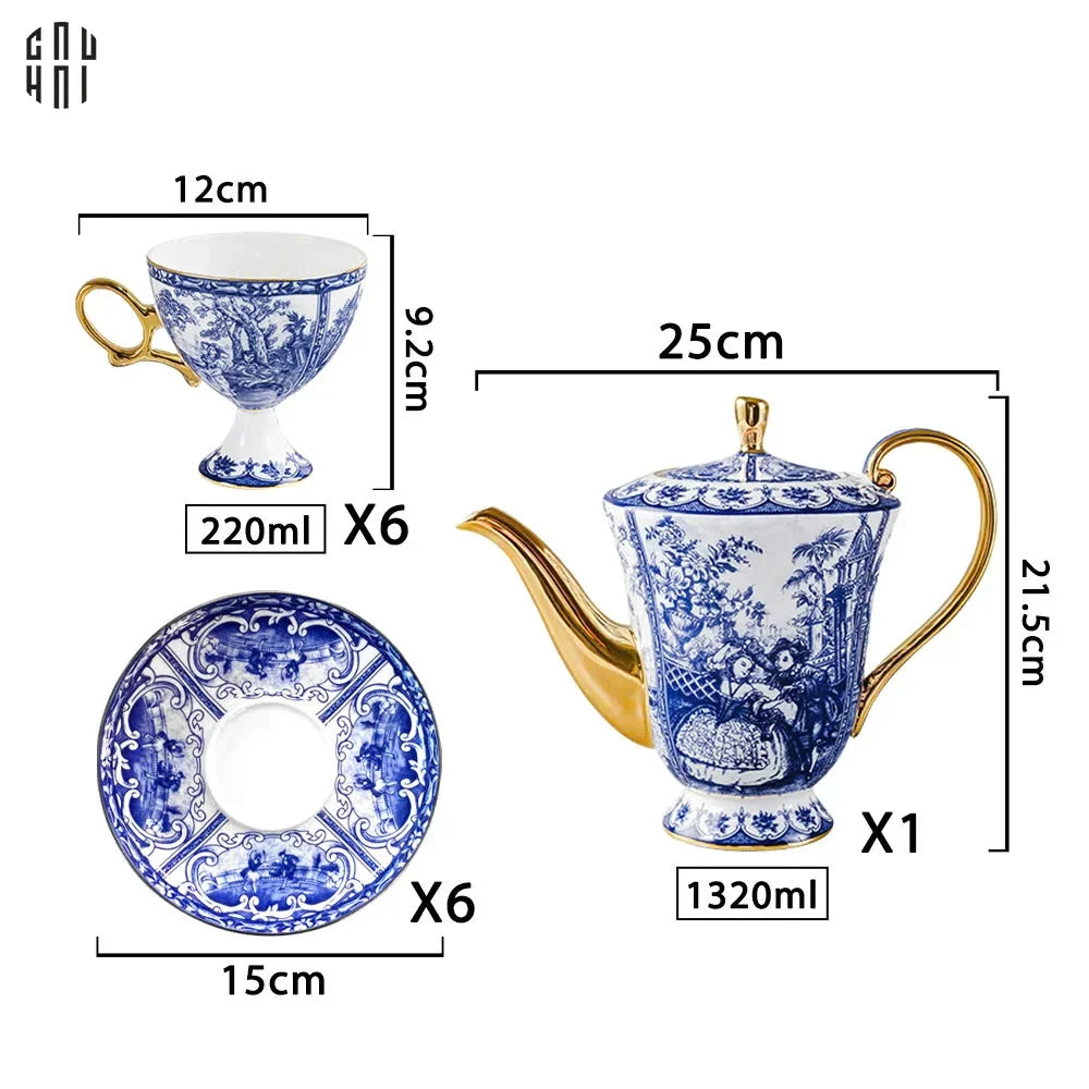 HOME COUTURE - SET BÌNH TRÀ SỨ LAM CAO CẤP ROYAL DYNASTY SS25-CẬU HAI HOME DECOR