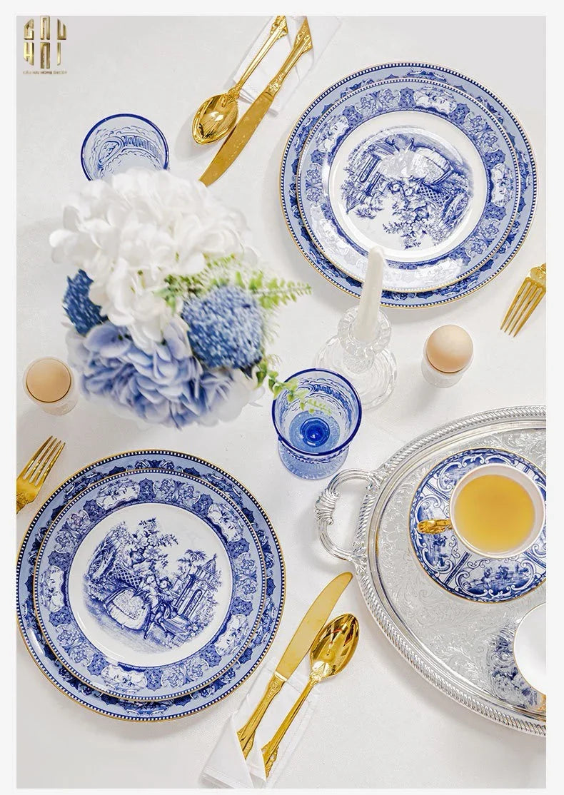 HOME COUTURE - SET BÌNH TRÀ SỨ LAM CAO CẤP ROYAL DYNASTY SS25-CẬU HAI HOME DECOR