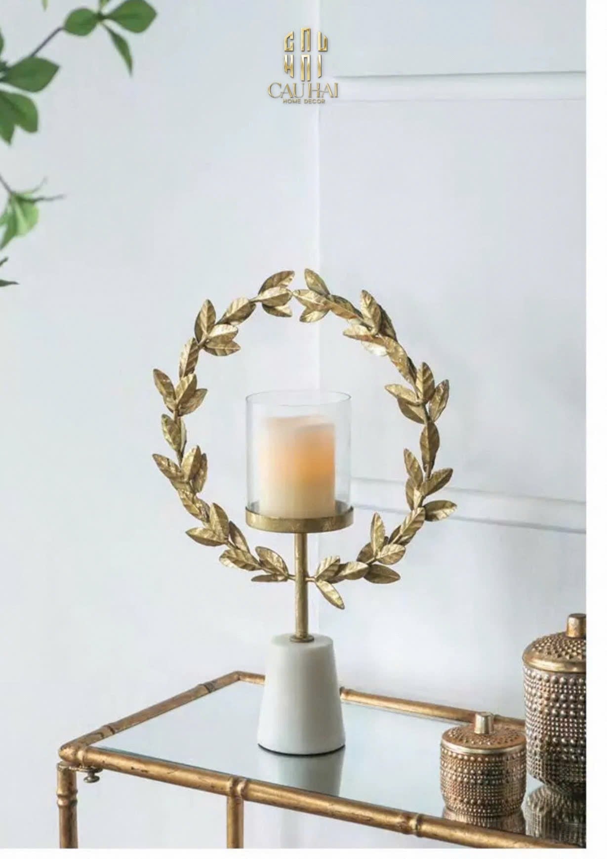 HOME COUTURE - ĐẾ NẾN LAUREL CANDLE HOLDER H45-CẬU HAI HOME DECOR